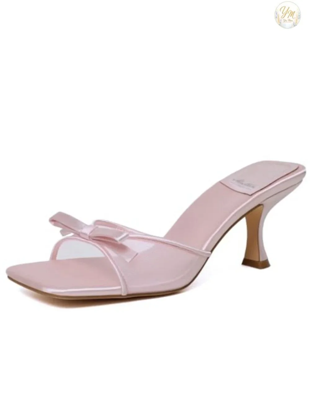 Kitten Heels for Women Round Toe Bow Vintage Mules Slip on Stiletto Backless
